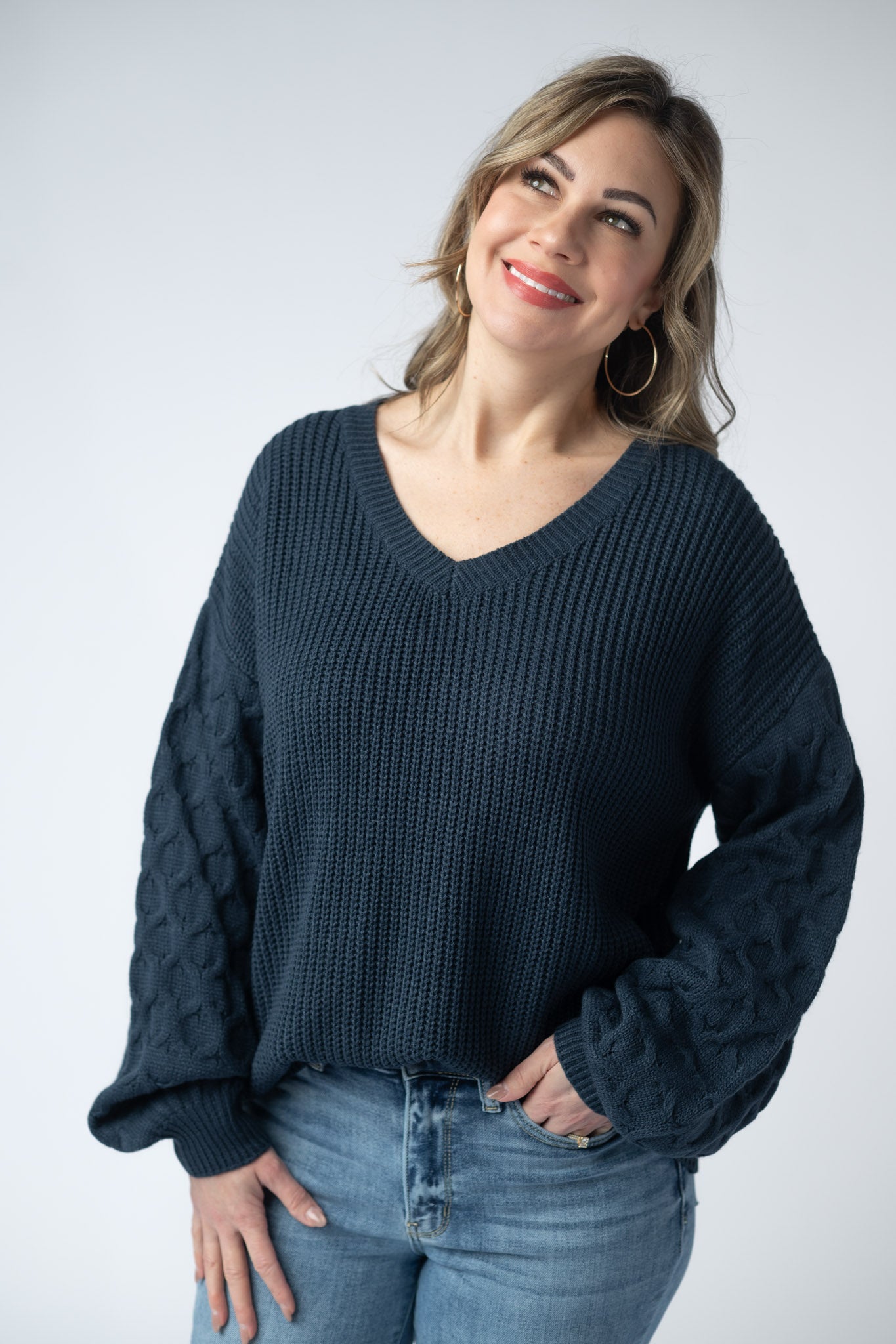 Talina Textured Sweater - Navy