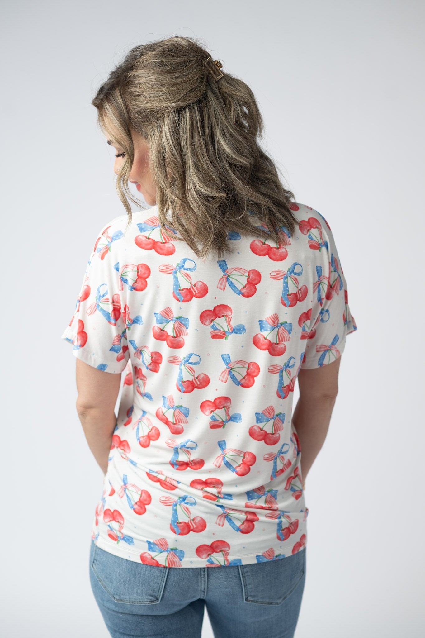 Chloe Cozy Top - Patriotic Cherries