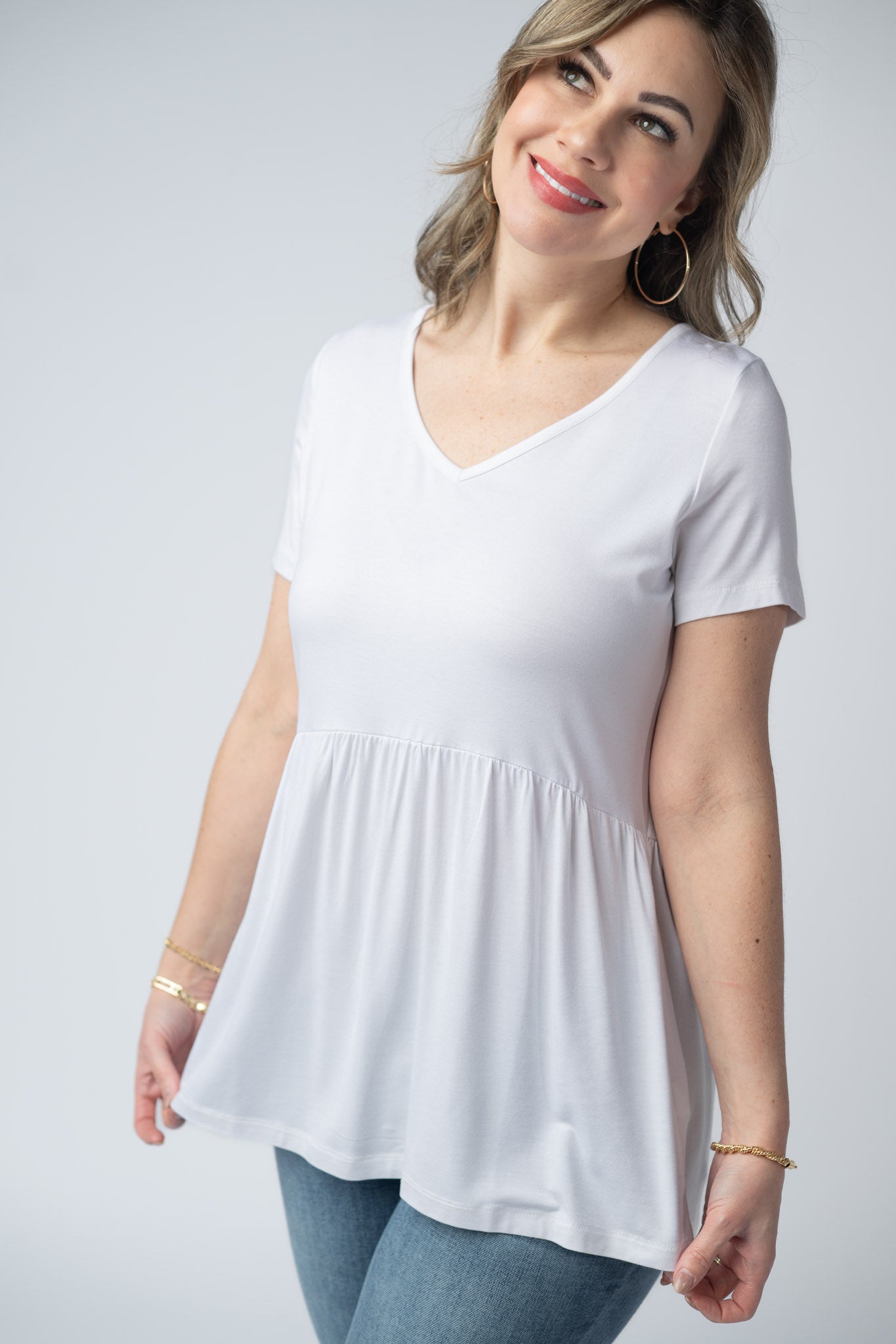 Sarah Ruffle Short Sleeve - White