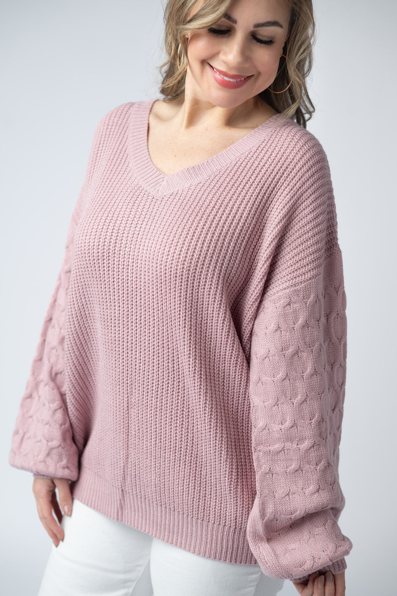 Talina Textured Sweater - Rose