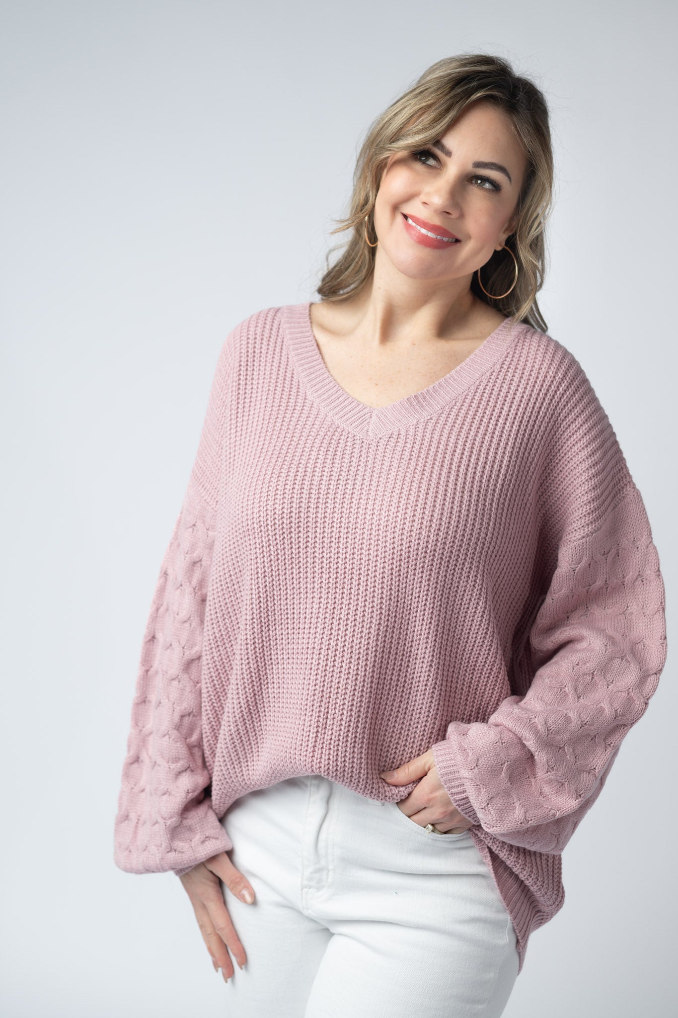 Talina Textured Sweater - Rose