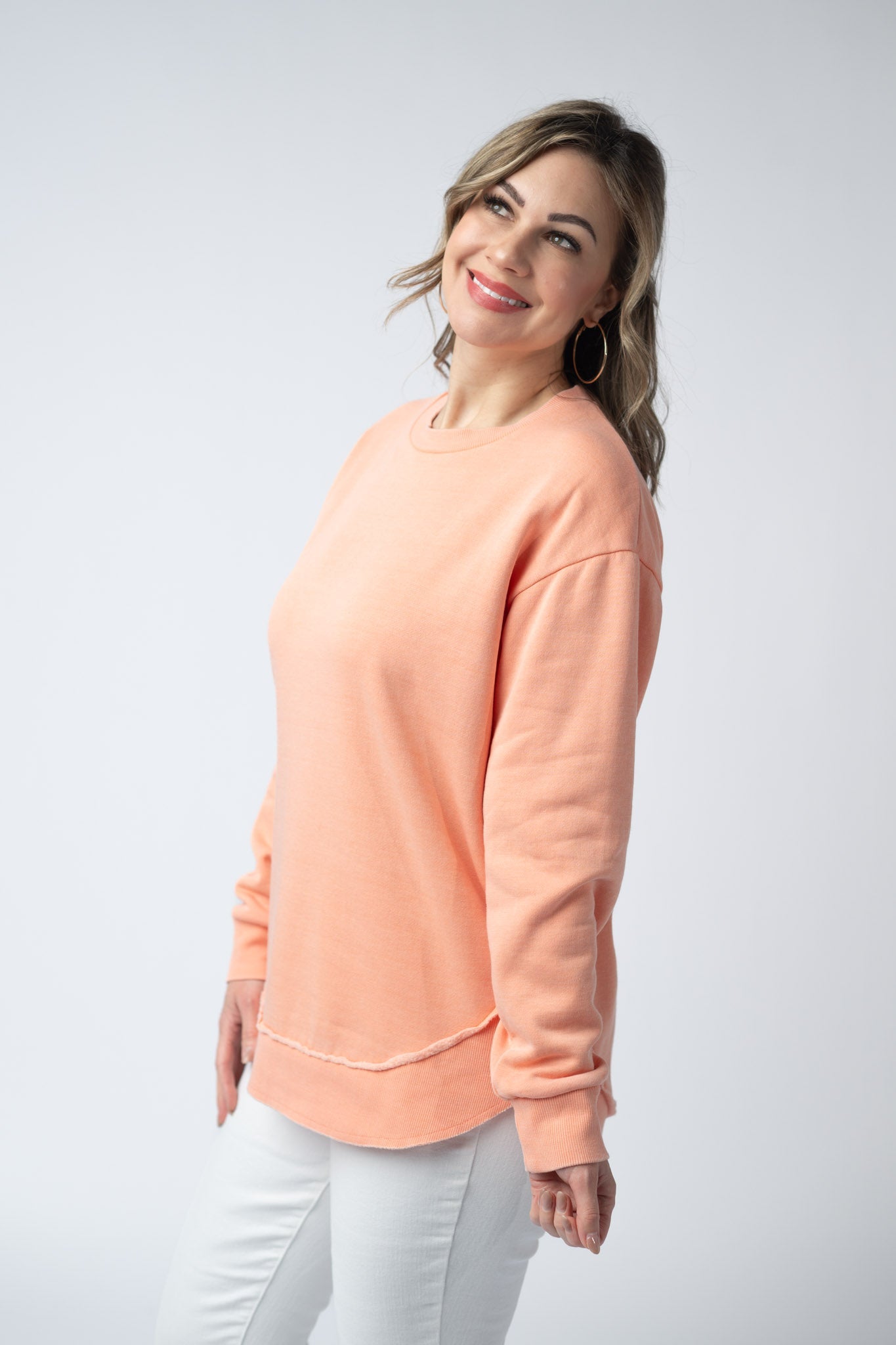 Vintage Wash Pullover - Spring Peach