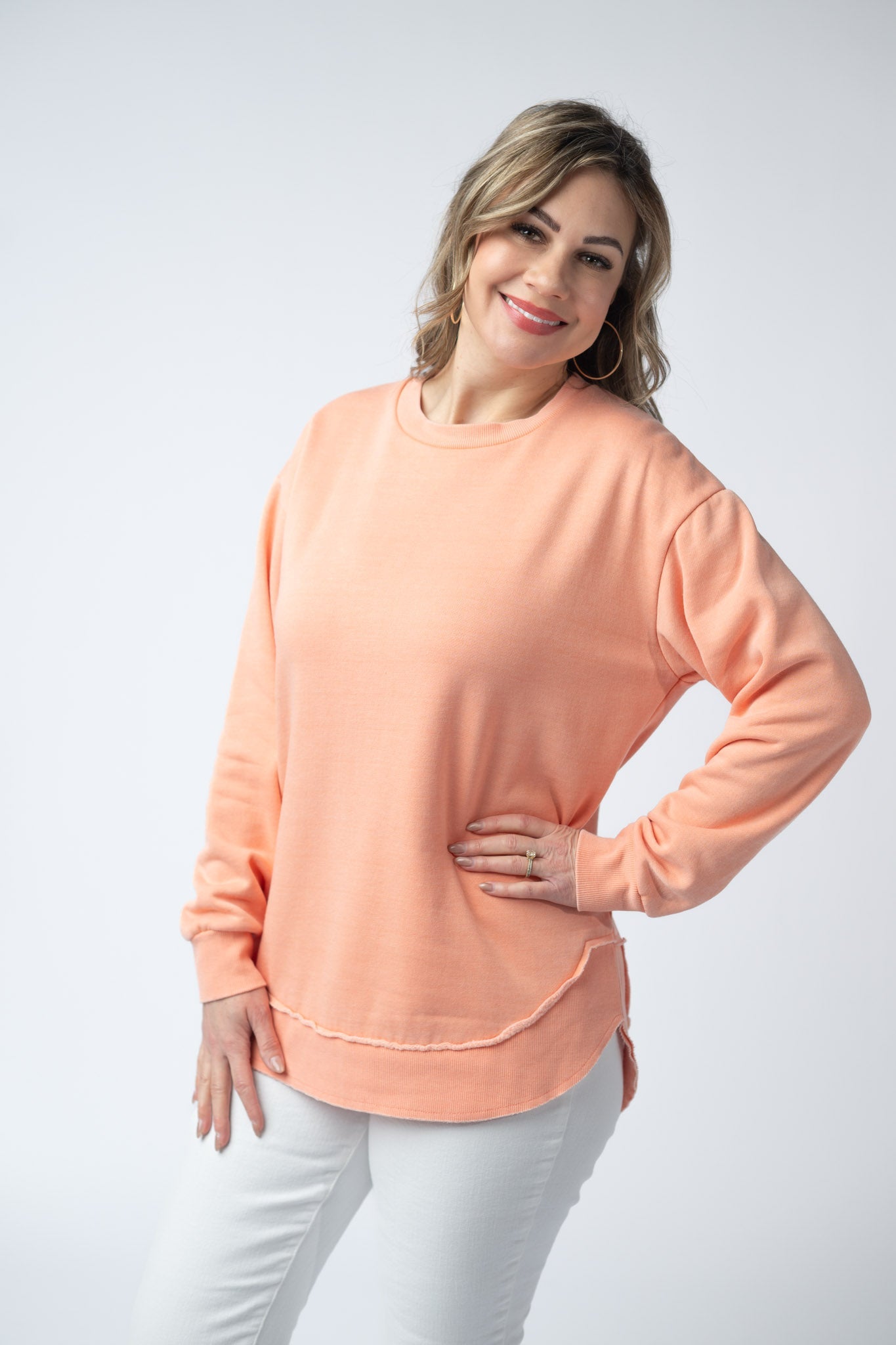 Vintage Wash Pullover - Spring Peach