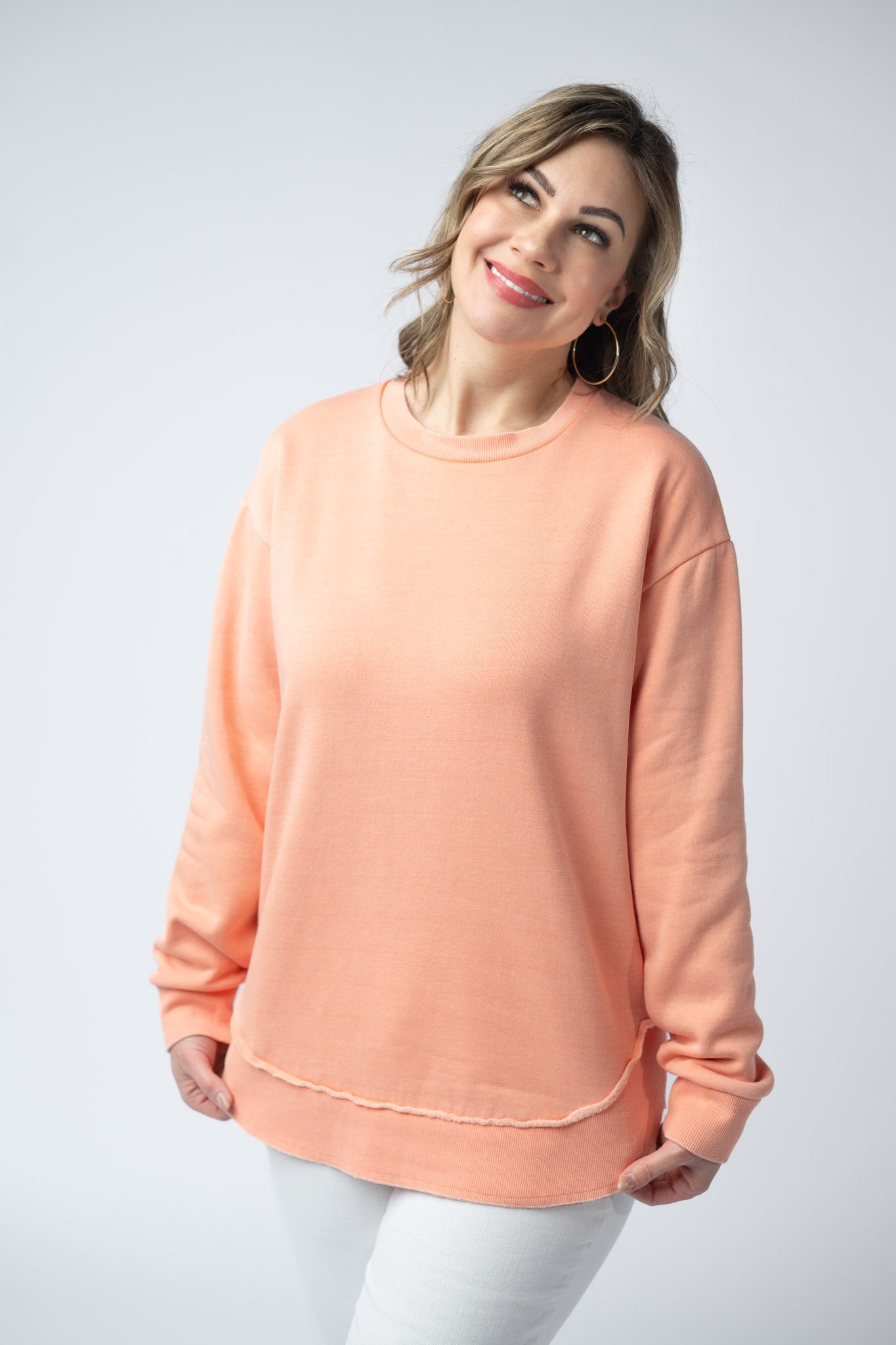 Vintage Wash Pullover - Spring Peach