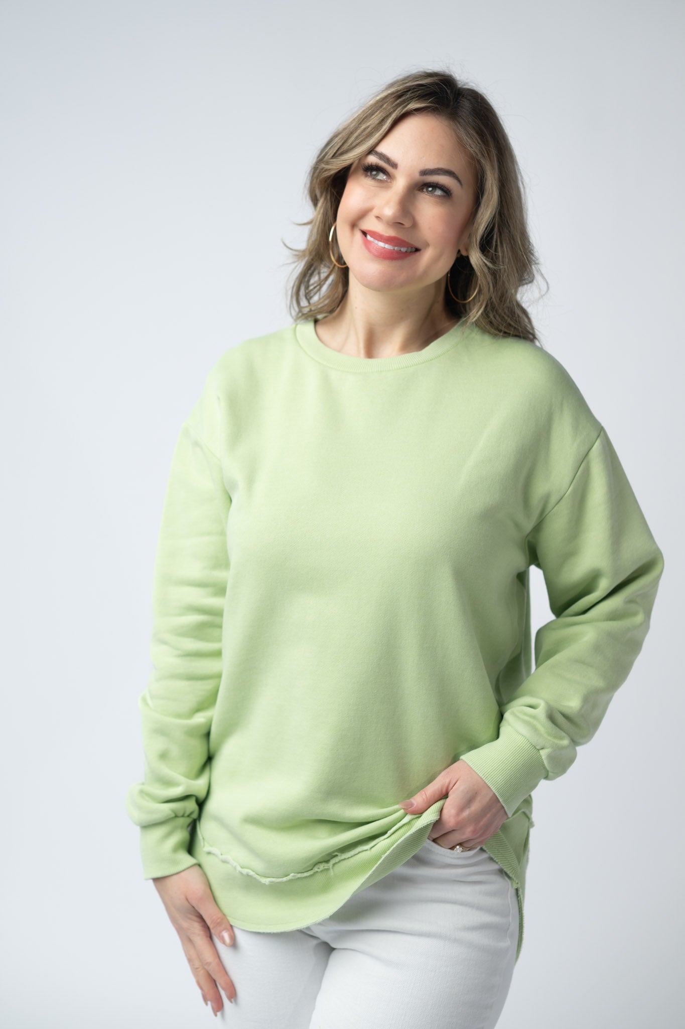 Vintage Wash Pullover - Spring Leaf