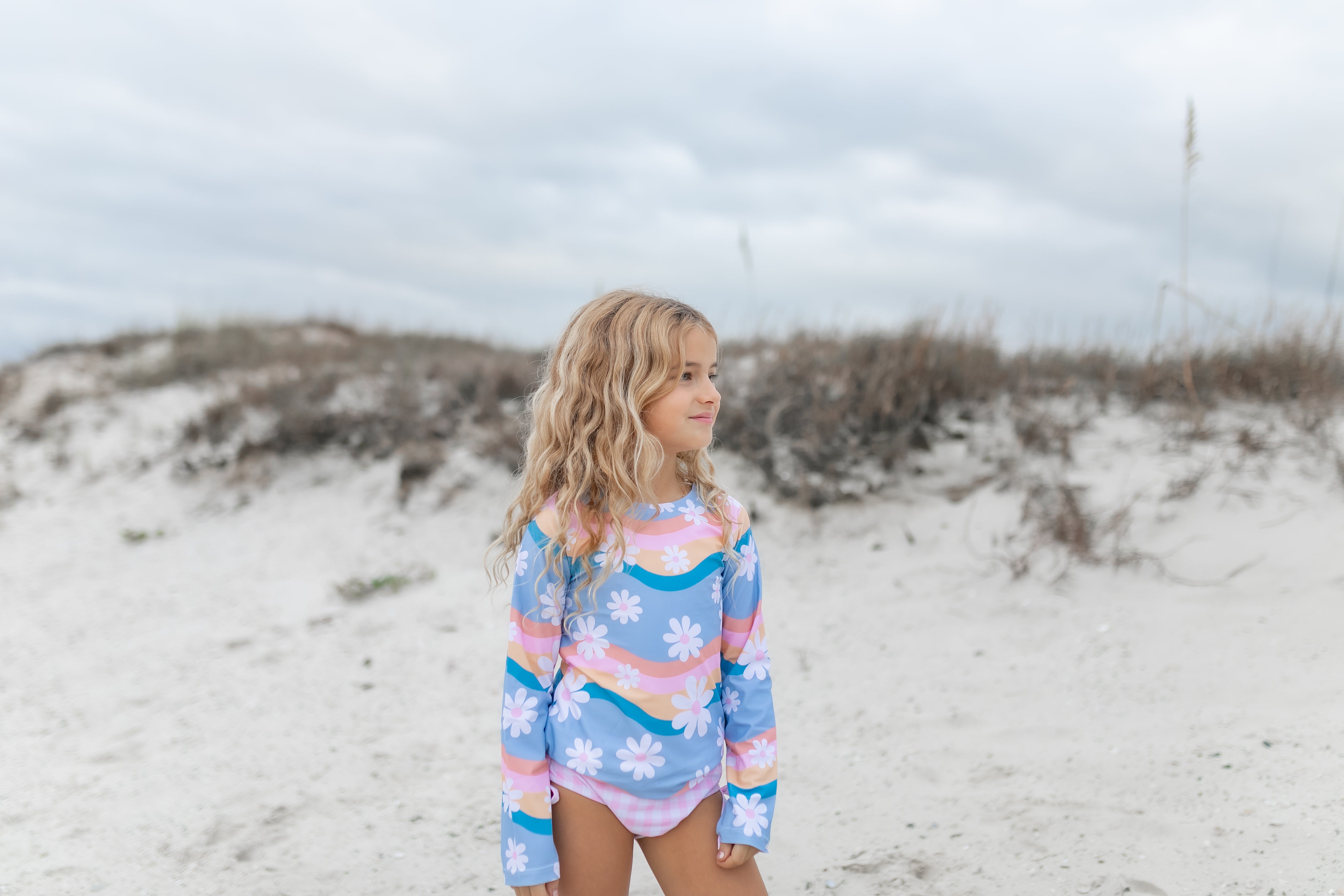 Daisy Long Sleeve Rash Guard Swimsuit