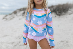 Daisy Long Sleeve Rash Guard Swimsuit