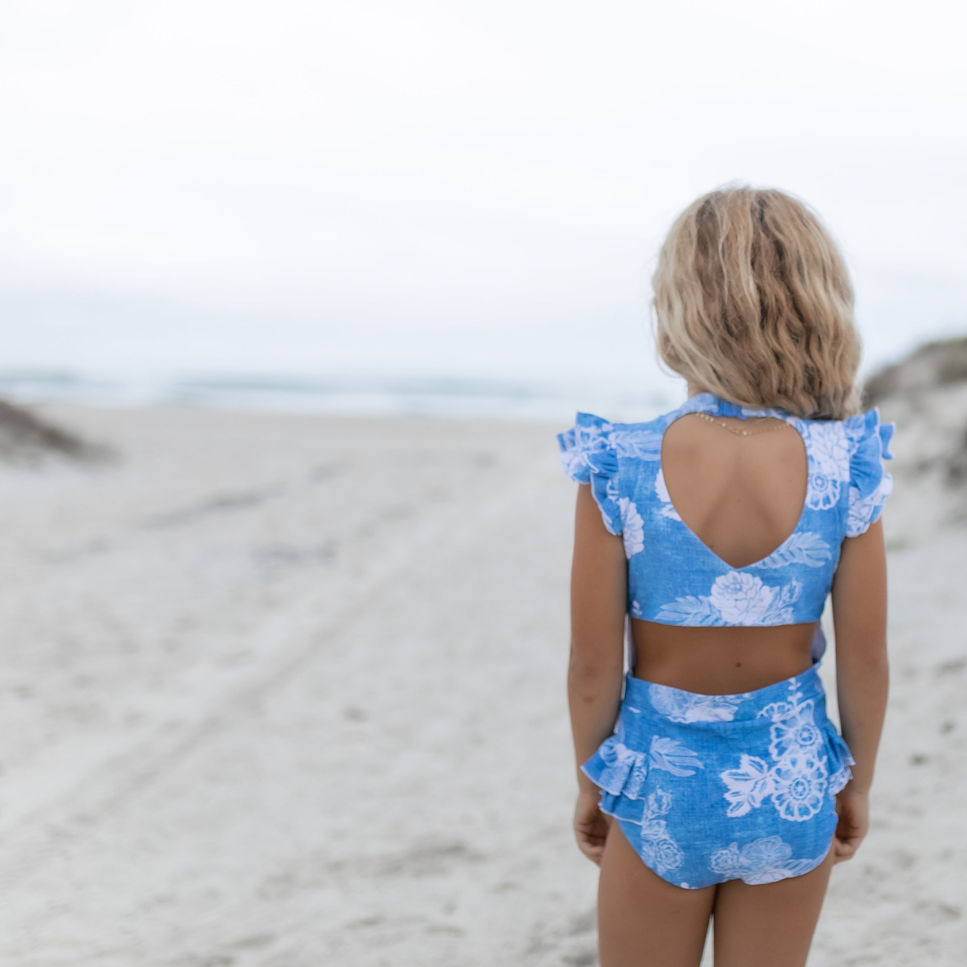 Denim Floral One Piece Swimsuit