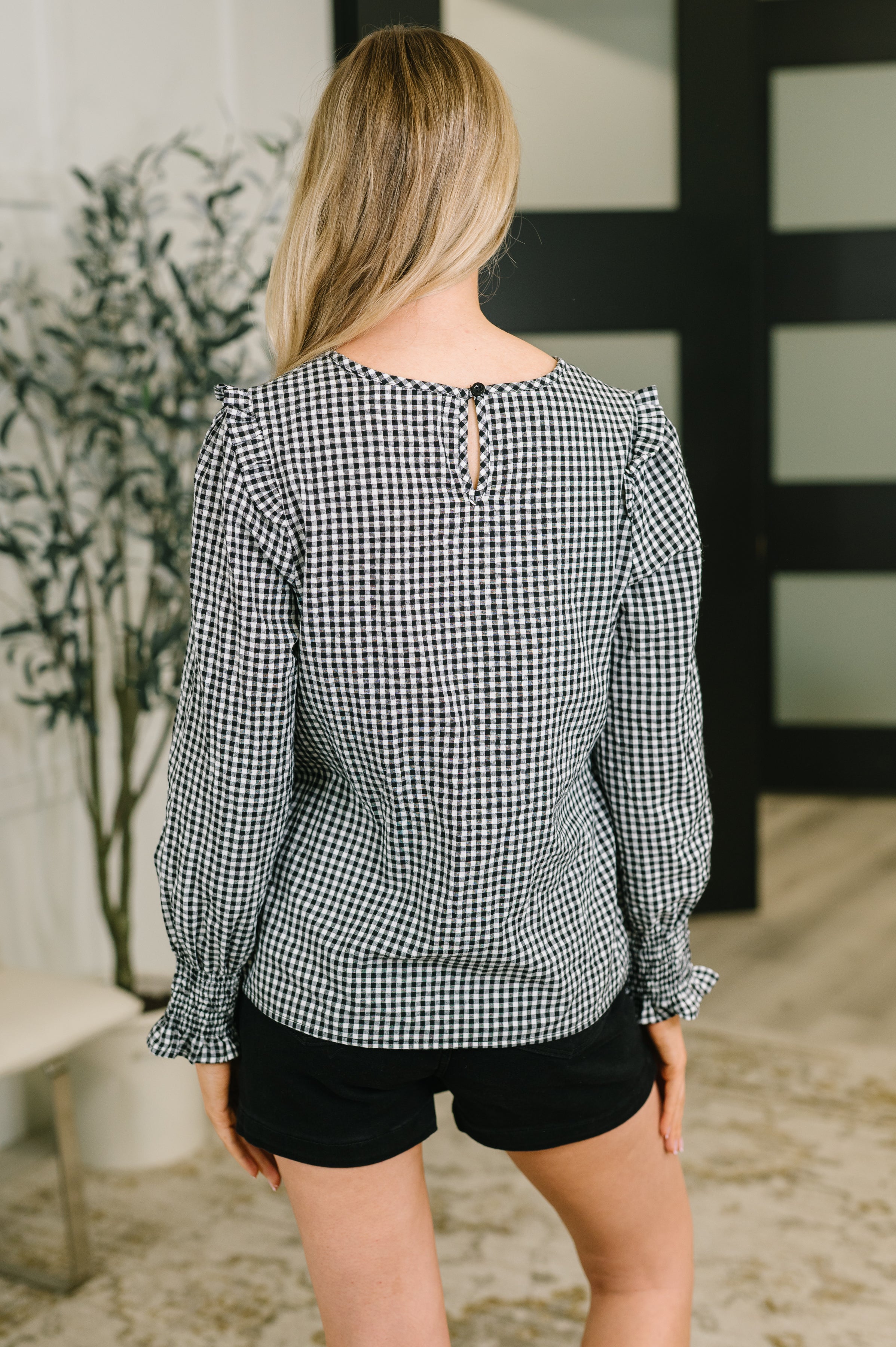 Different Kind of Gal Gingham Long Sleeve Blouse