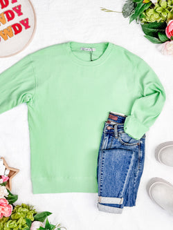 Corrine Ribbed Pullover Top - Lime