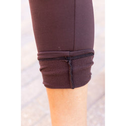 *Ready to Ship | The Belle - Brown FLEECE Full Length Leggings with Pockets*