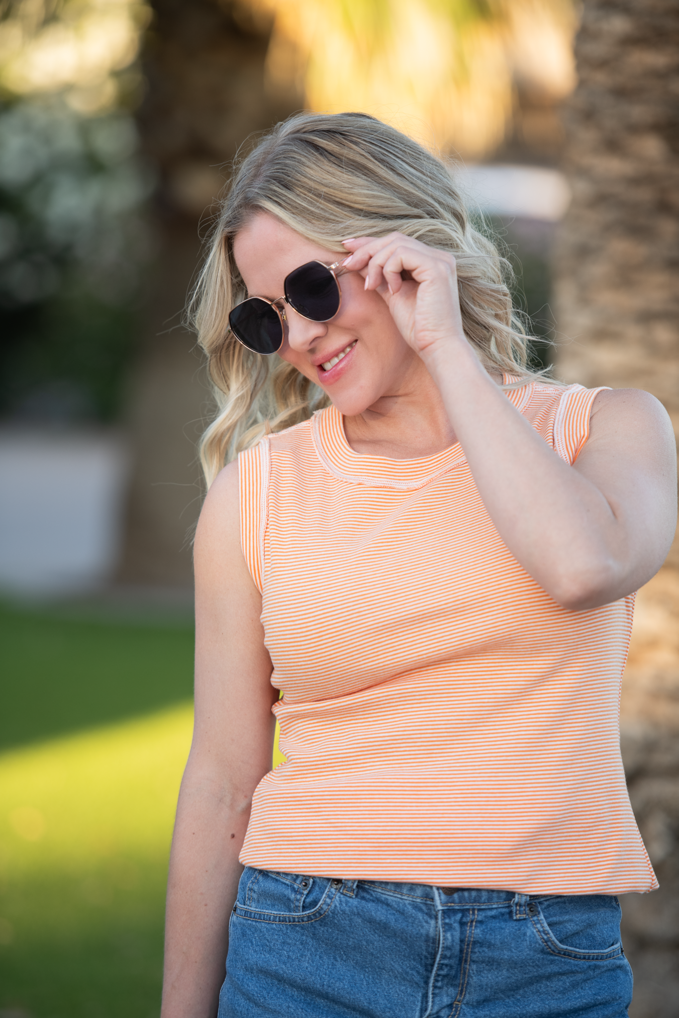 Morgan Micro Striped Tank - Orange