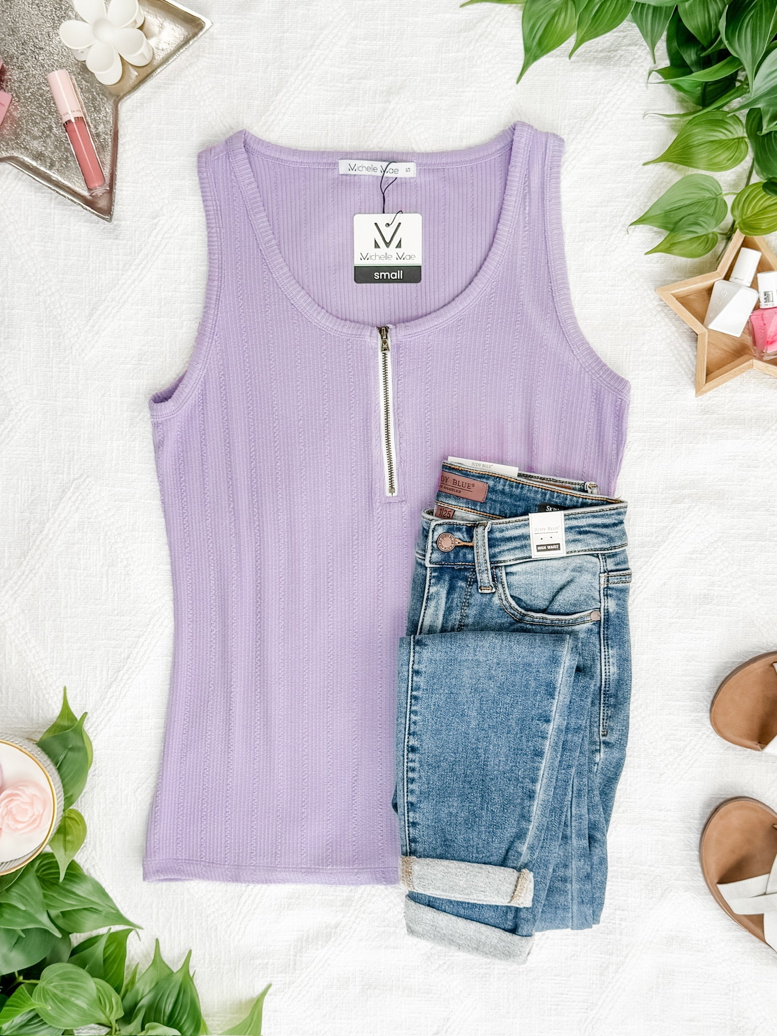 Mila Zipper Tank - Lavender