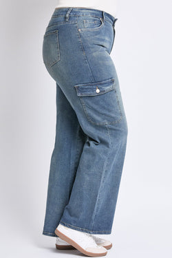 Women's Plus High Rise Wide Leg Skater Cargo Jeans