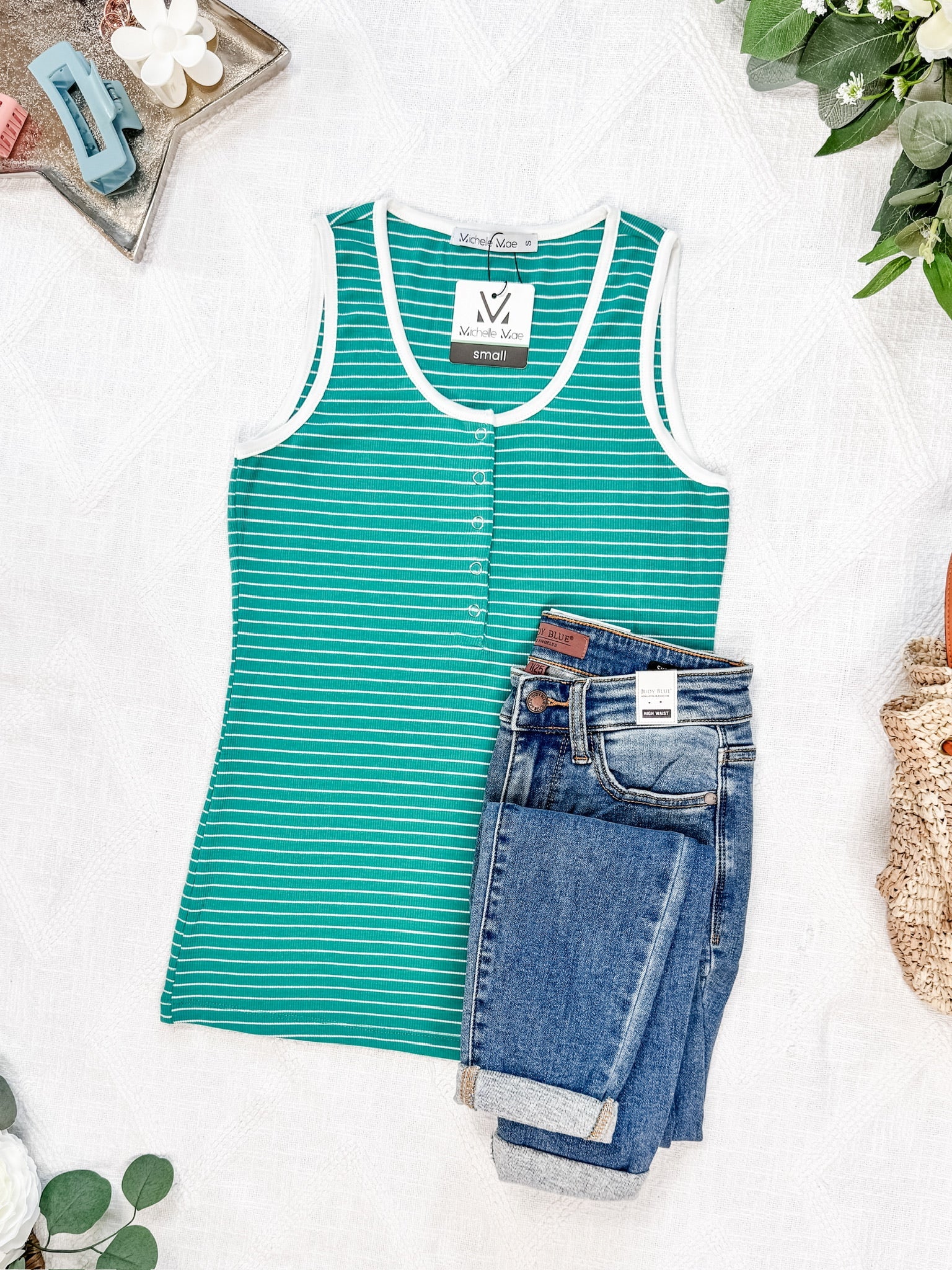 Shiloh Button Snap Tank - Green