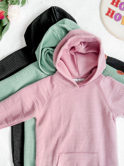 Tatum Textured Pullover Hoodie - Rose