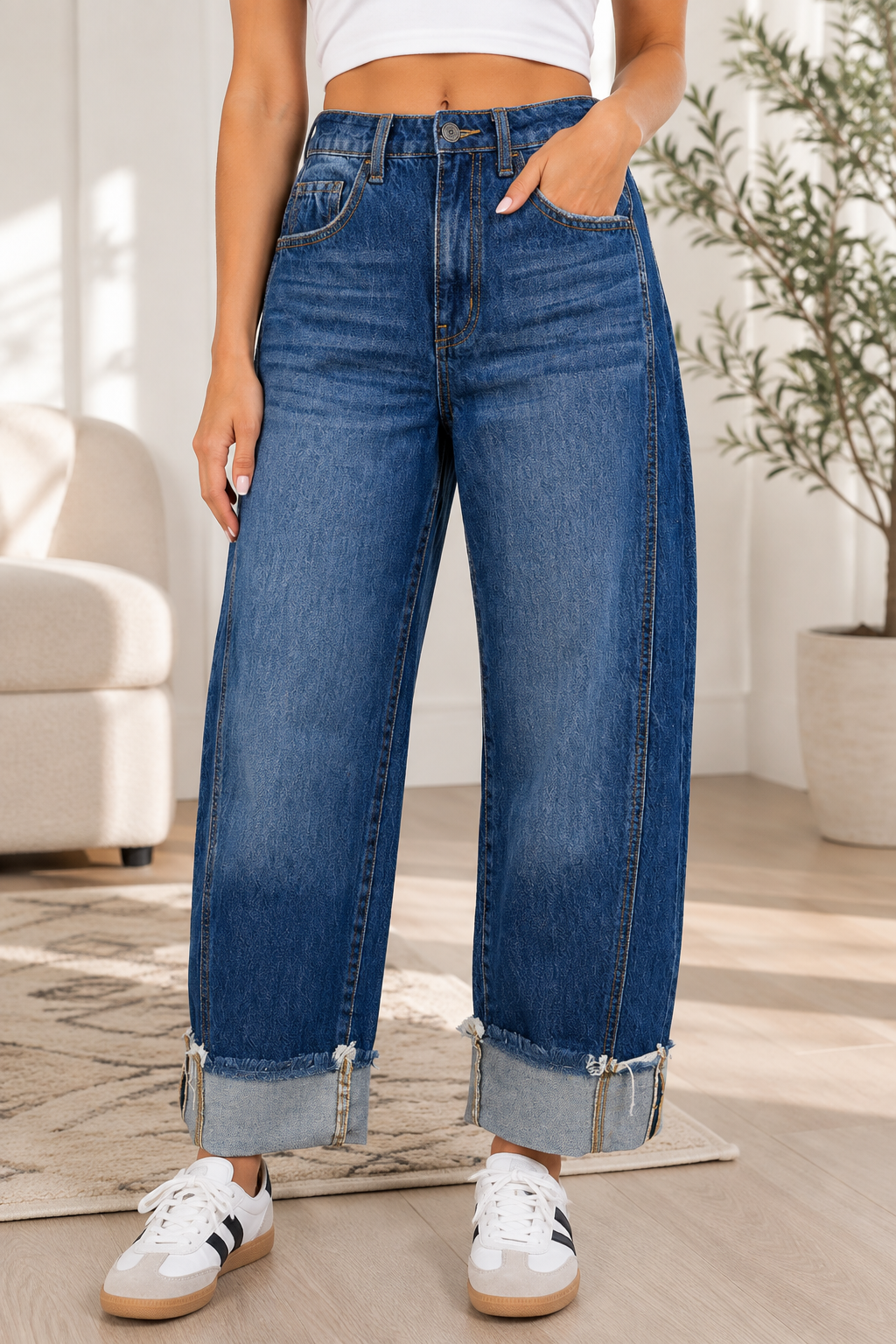 Blue Raw Hem Jeans WTW