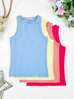 Tara Ribbed Tank - Coral