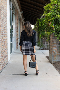 PreOrder | The Amelia - Black And White Plaid Jogger Skirt