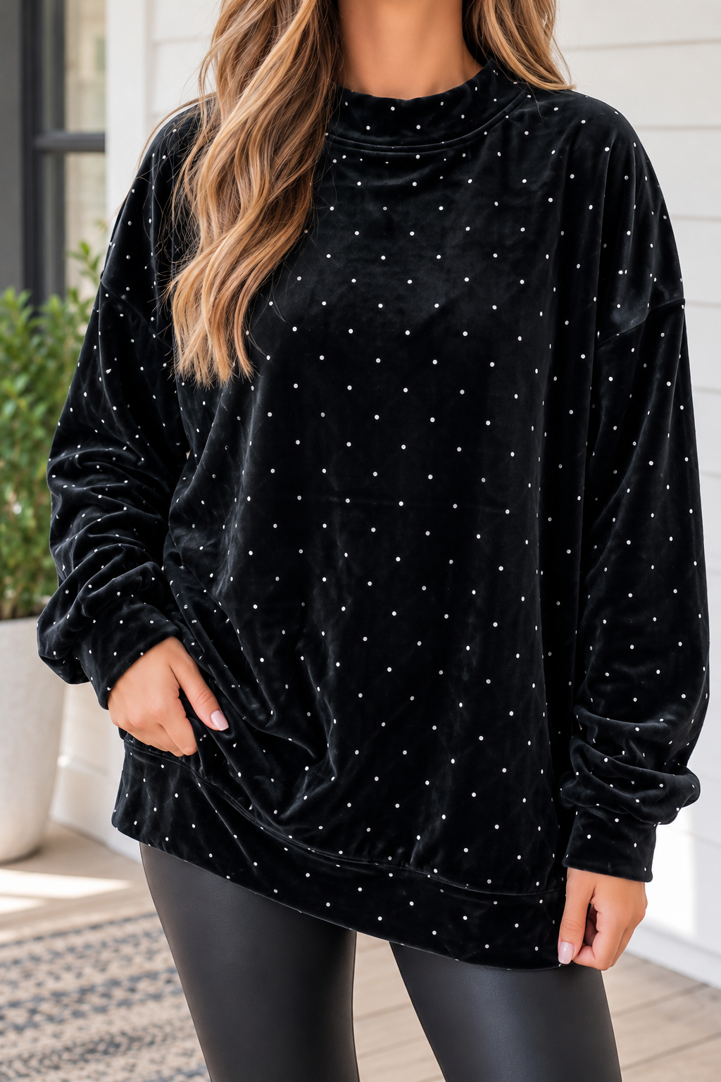 Velvet Polka Dot Sweatshirt WTW