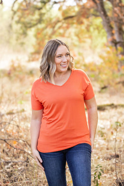 Chloe Cozy Tee - Pumpkin | Women's V-Neck Top