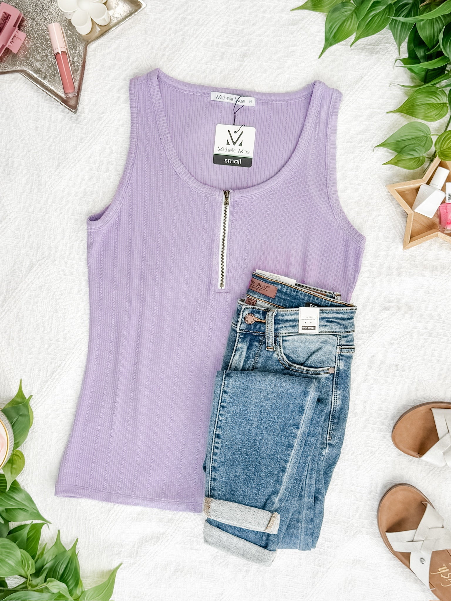 Mila Zipper Tank - Lavender