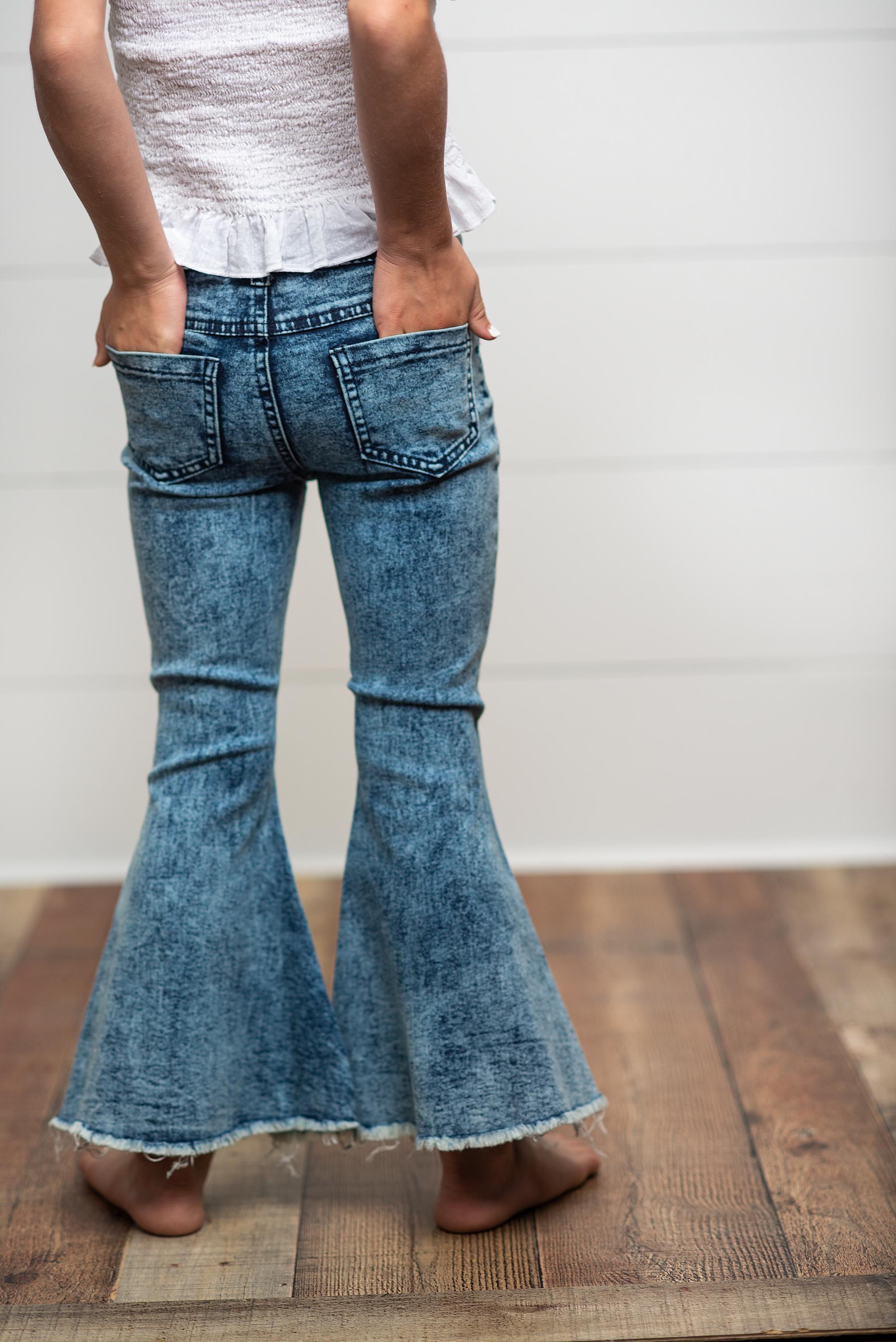 Faded Flare Denim Jean Pant