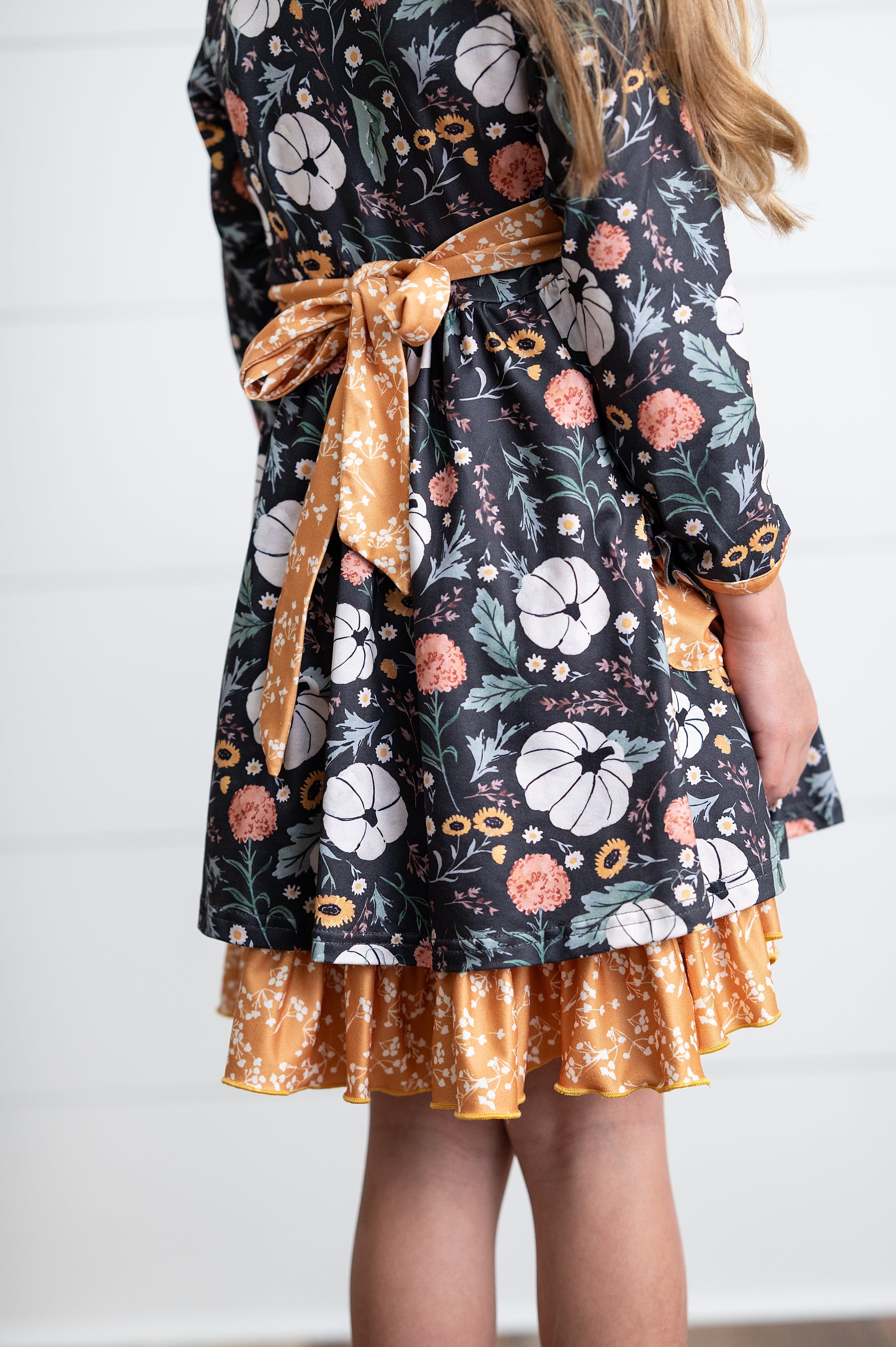 Fall Mustard Pocket Tie Dress