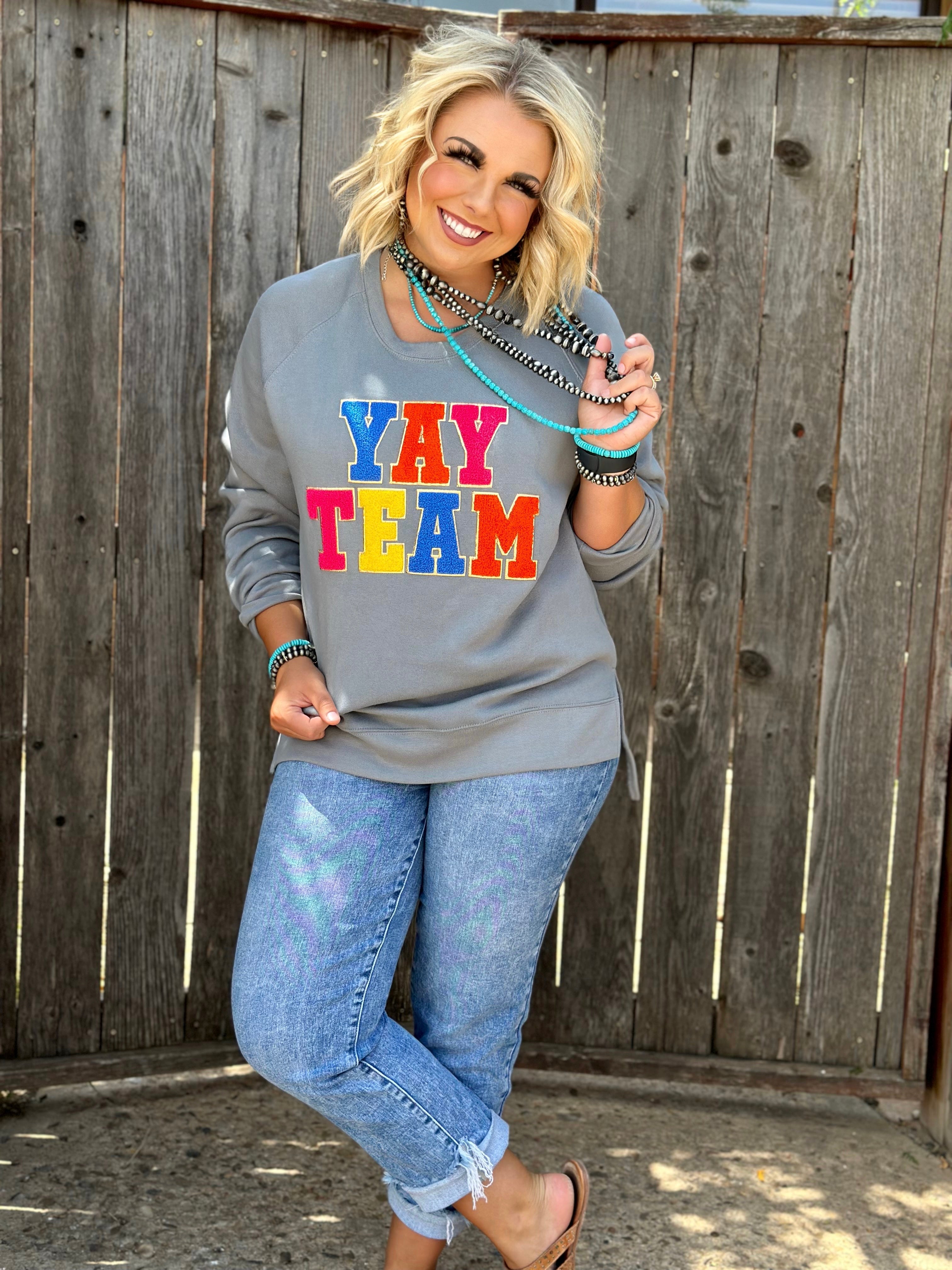 Yay Team Chenille Applique Sweatshirt