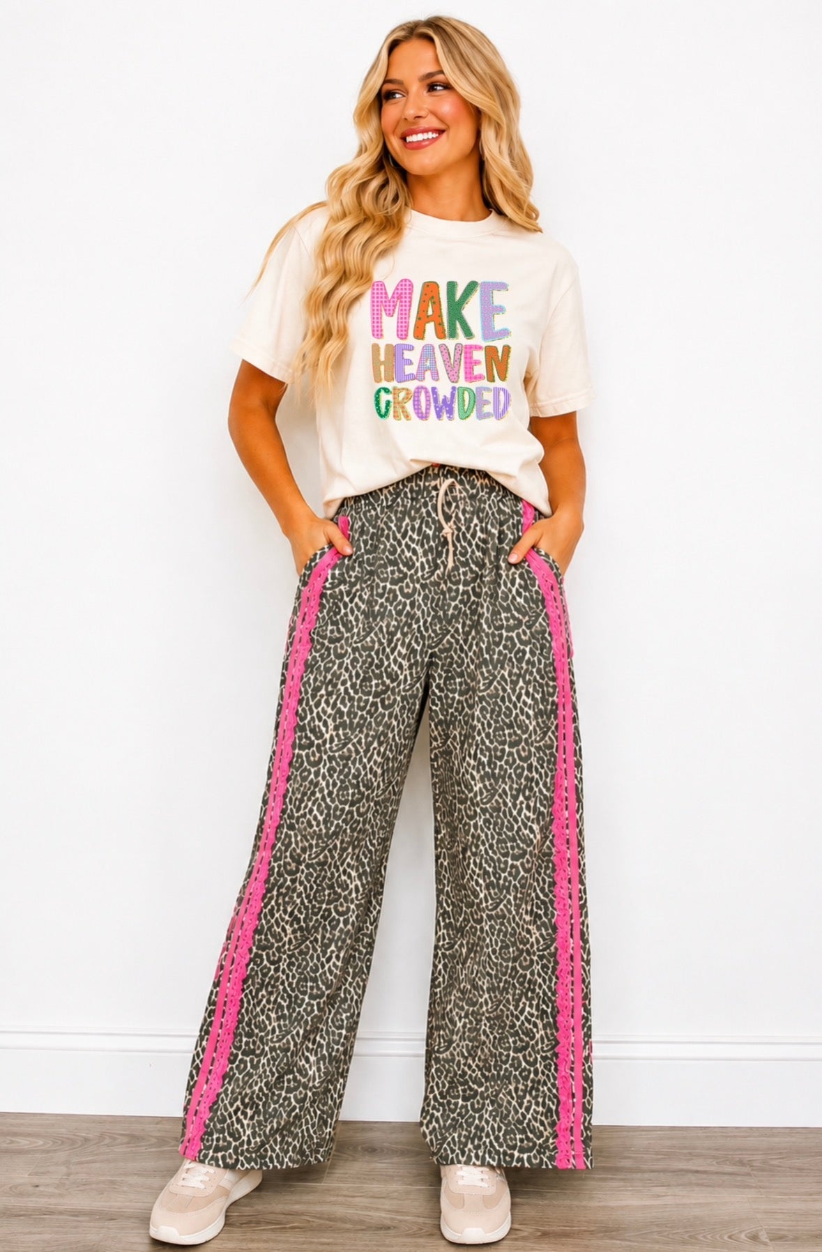 Wild Leopard Lace Detail Pants WTW