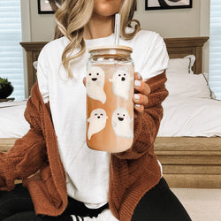 ghost lover tumbler set
halloween gift glass cup
kawaii ghost collection
spooky season drink set
