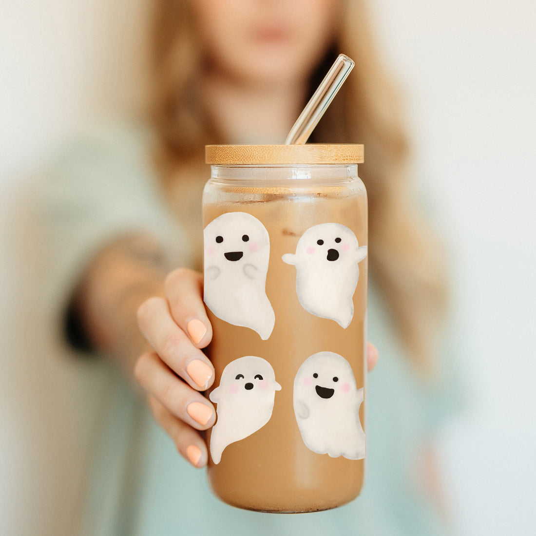 halloween party drink glass
charming ghost pattern cup
cute spirit drinking vessel
durable halloween drinkware
eco friendly ghost tumbler