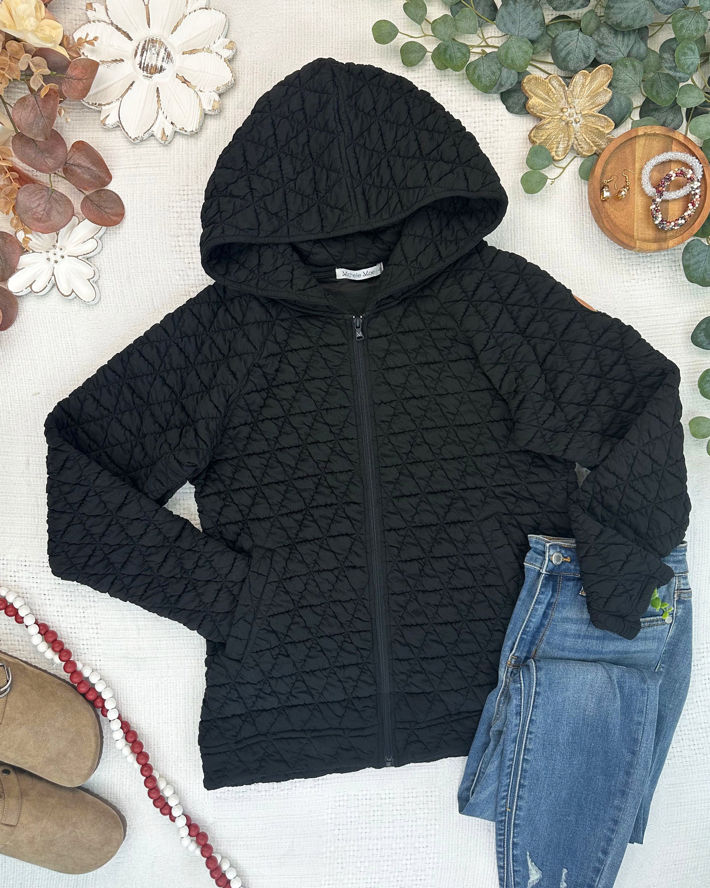 Geometric Fullzip Hoodie - Black