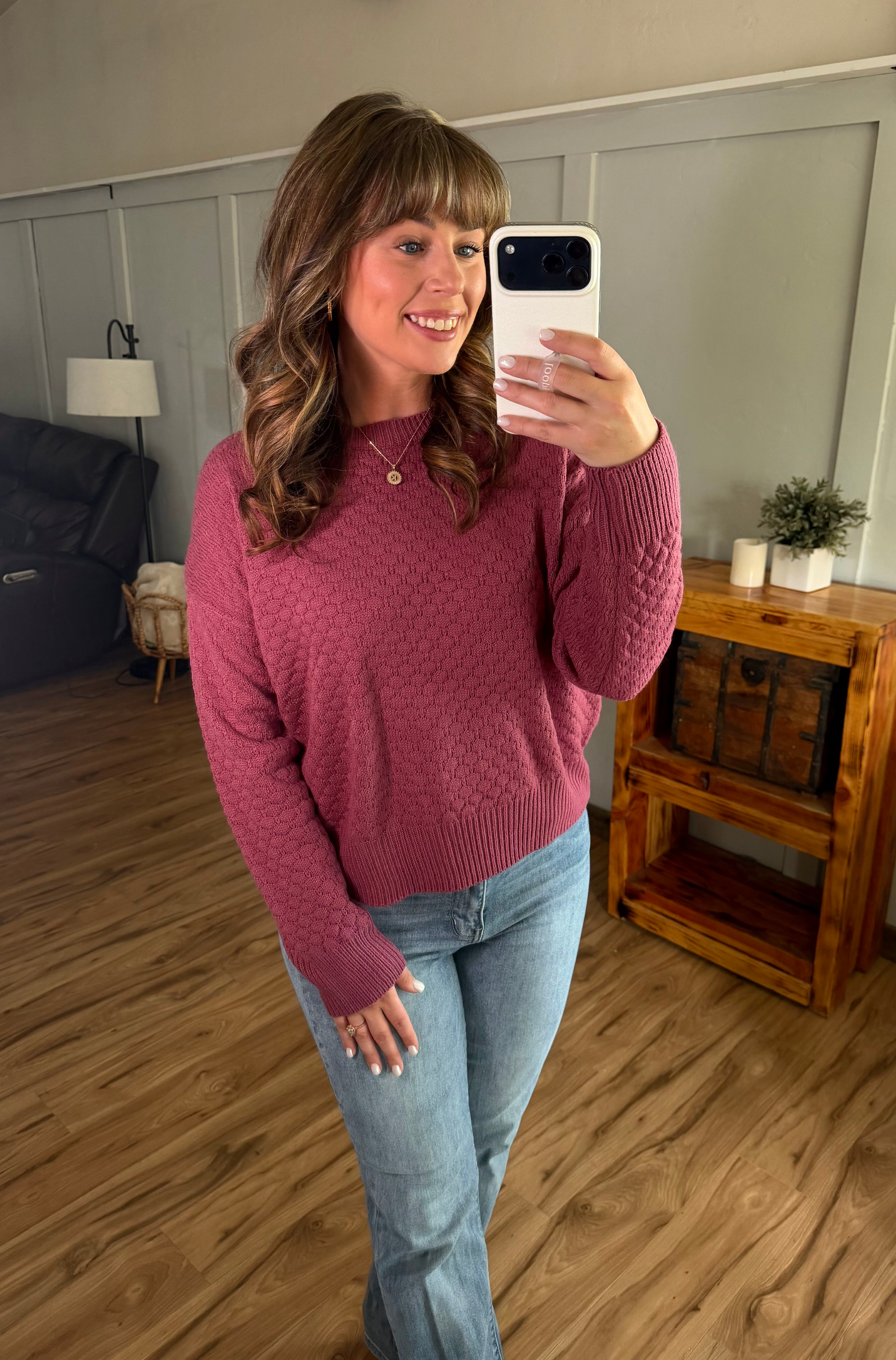 Gianna Pullover Sweater - Raspberry