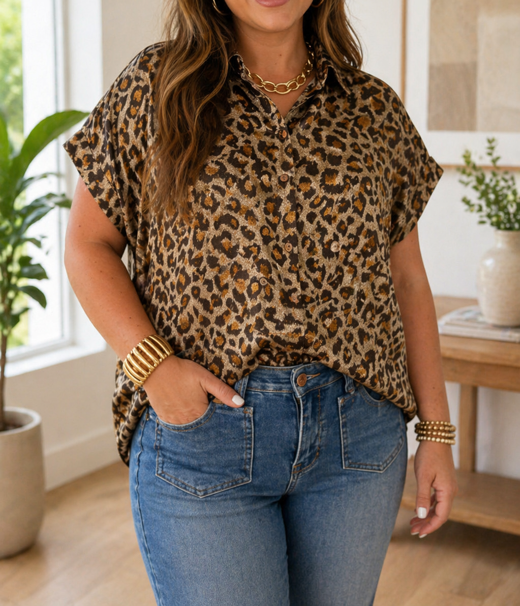 Gold Plus Leopard Dolman Shirt WTW