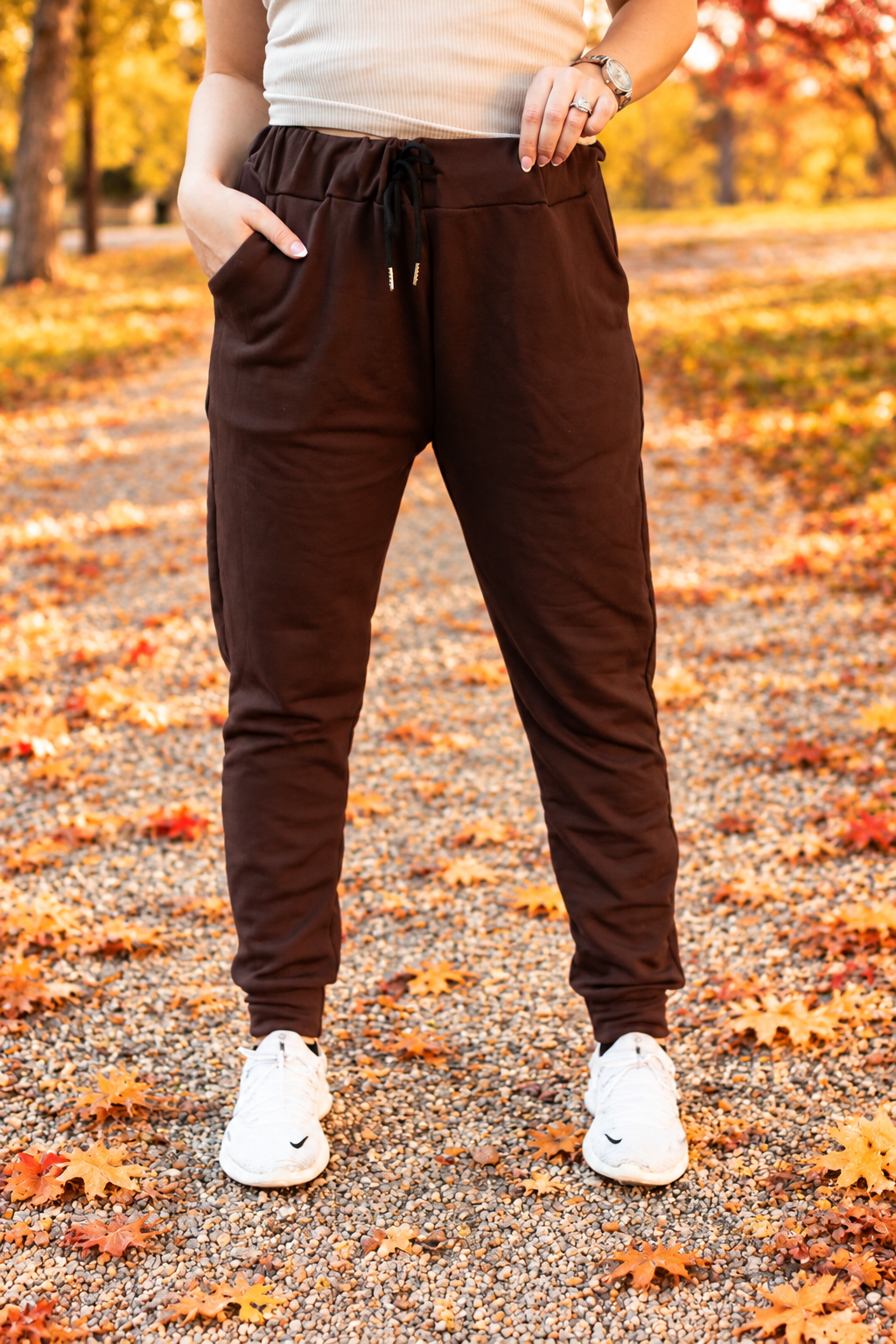 Ready to Ship | The Brinley - Brown Fleece Joggers