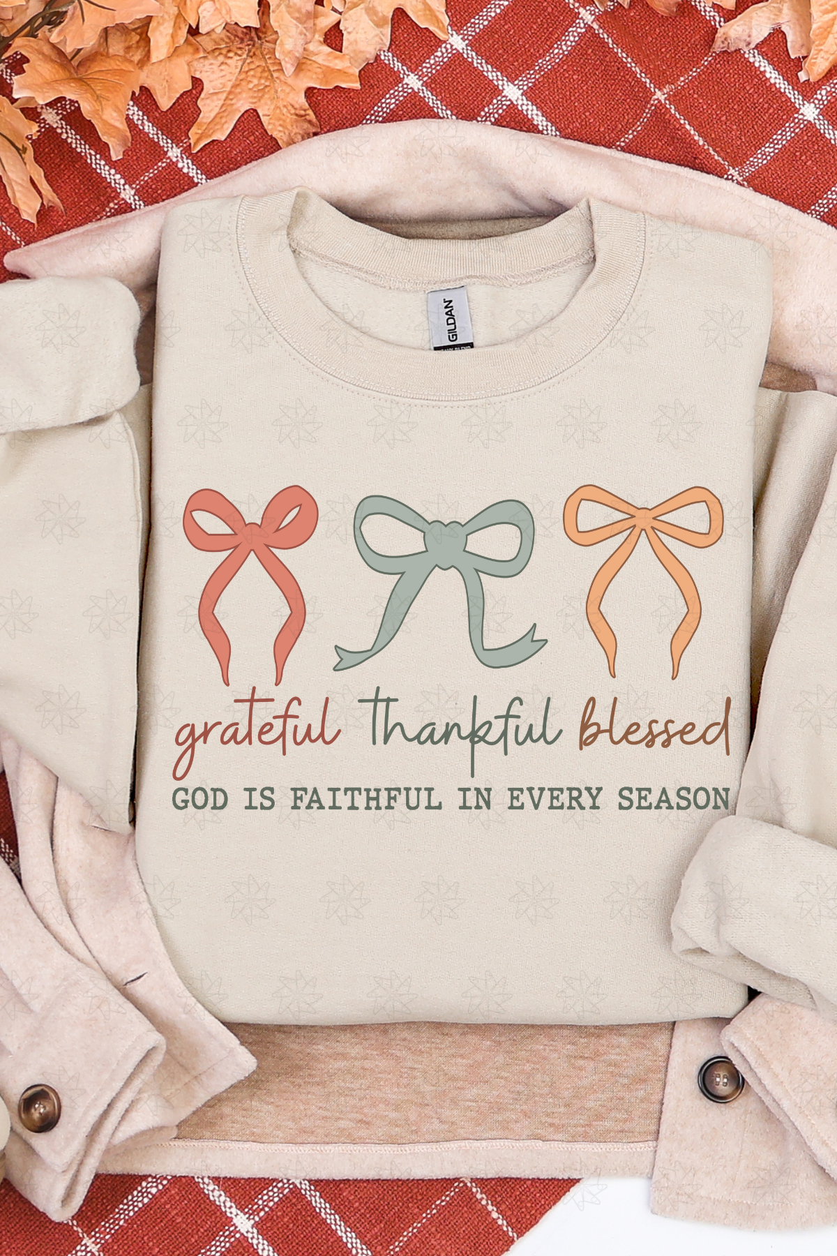 Grateful Thankful Blesses Bows Sweatshirt