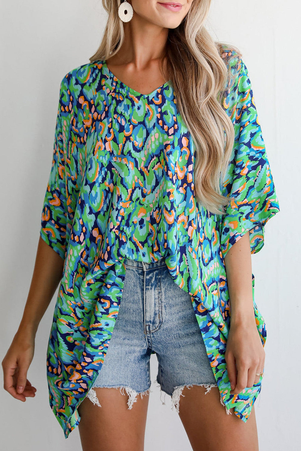 Green Abstract Loose Blouse WTW