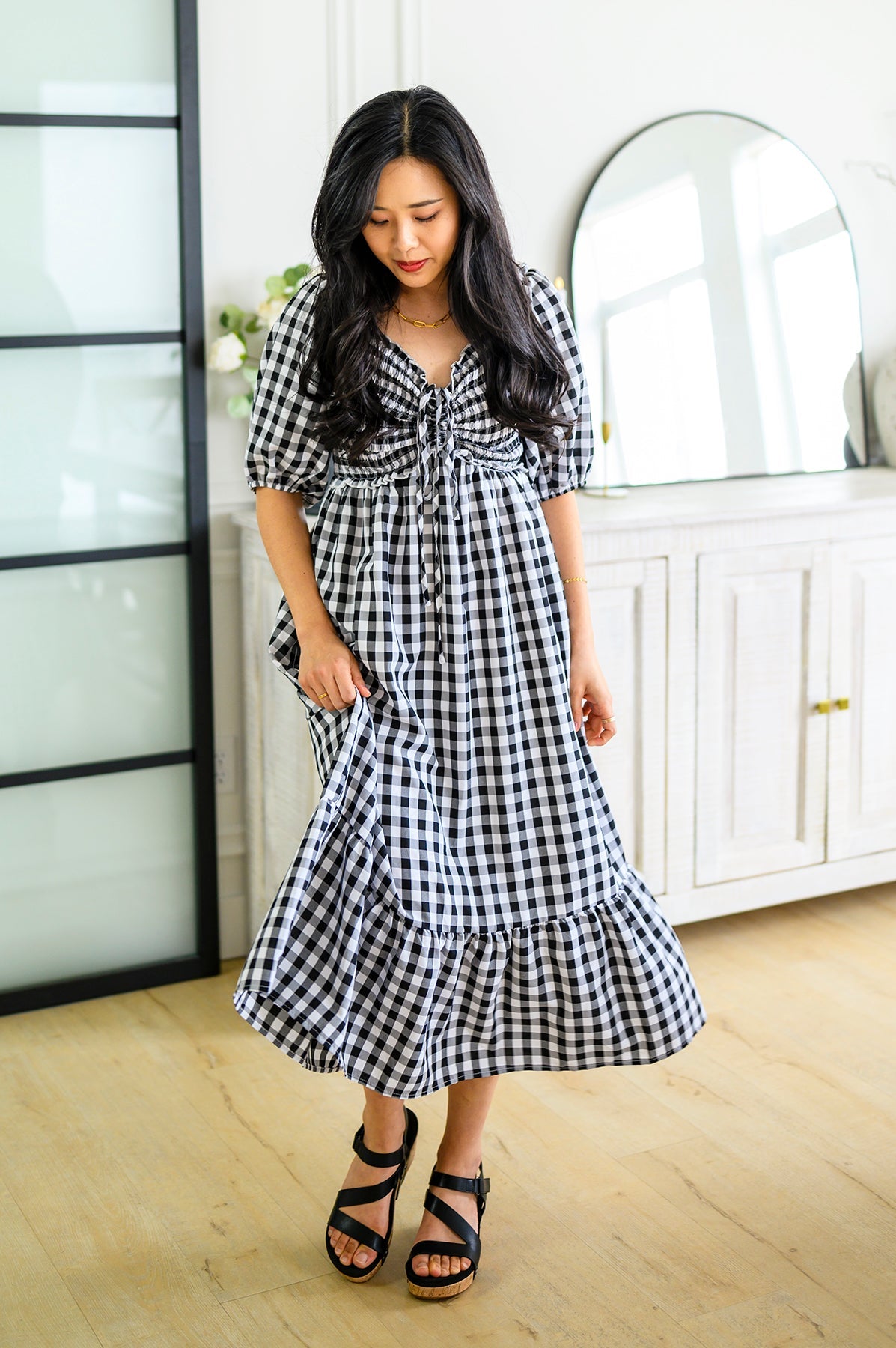 Greenville Gingham Midi Dress