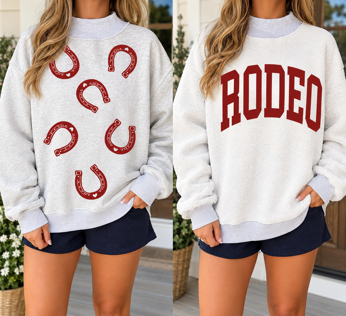 Grey RODEO/HORSESHOE Reversible Sweatshirt WTW