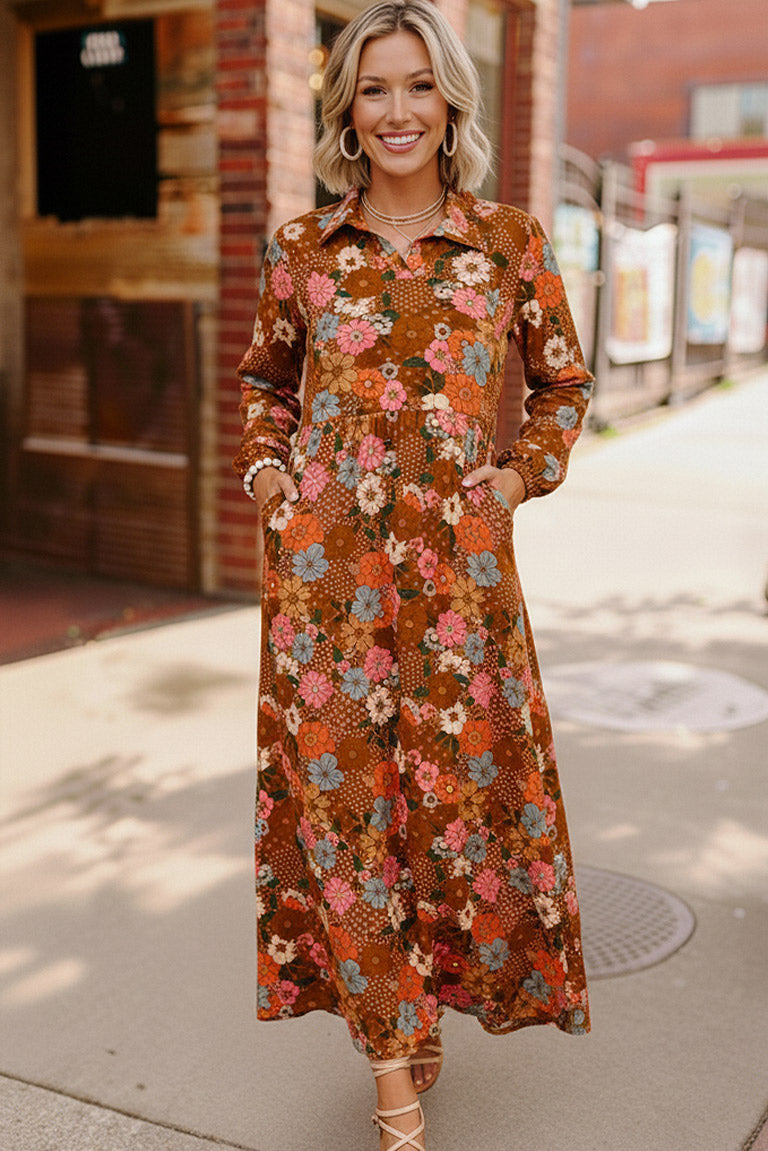 Groovy Garden Rust Maxi Dress