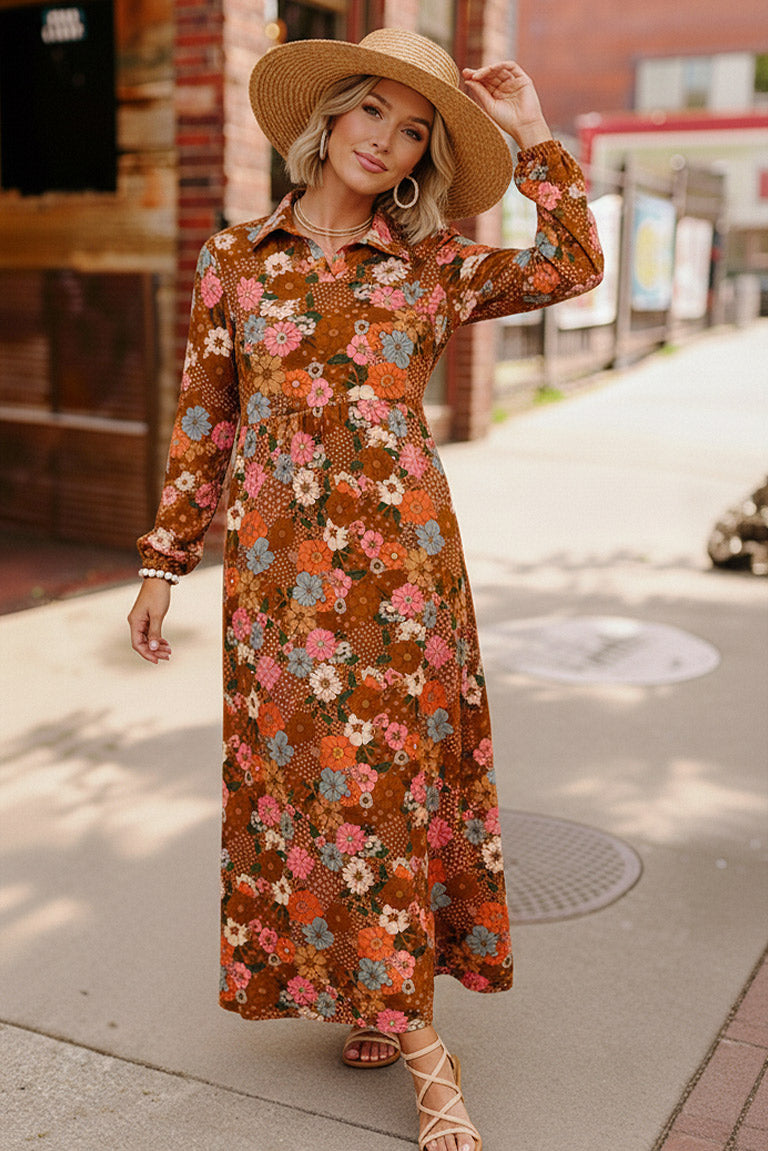 Groovy Garden Rust Maxi Dress