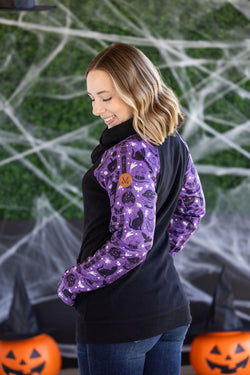 Zoey ZipCowl Sweatshirt - I Put A Spell On You and Black