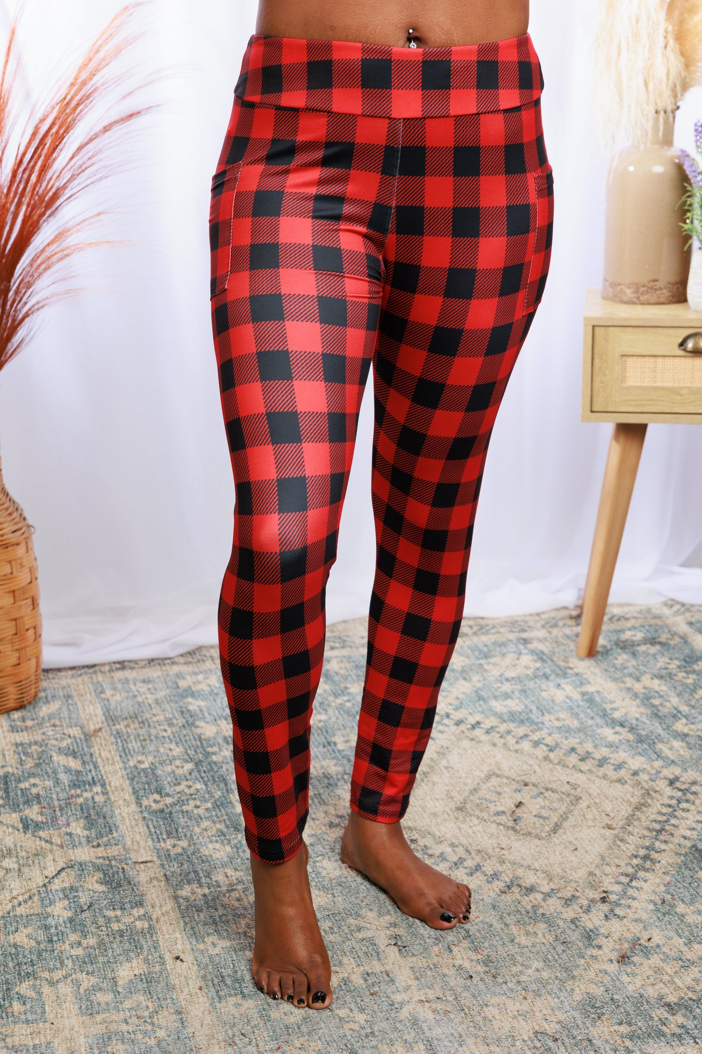 Holiday Plaid Pocket Leggings