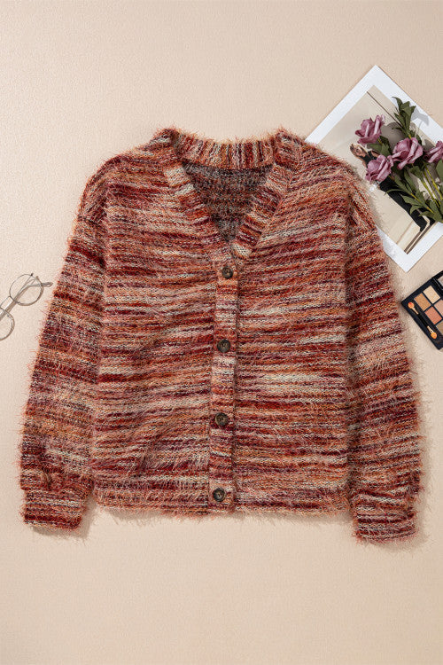 Fuzzy Striped Cardigan WTW