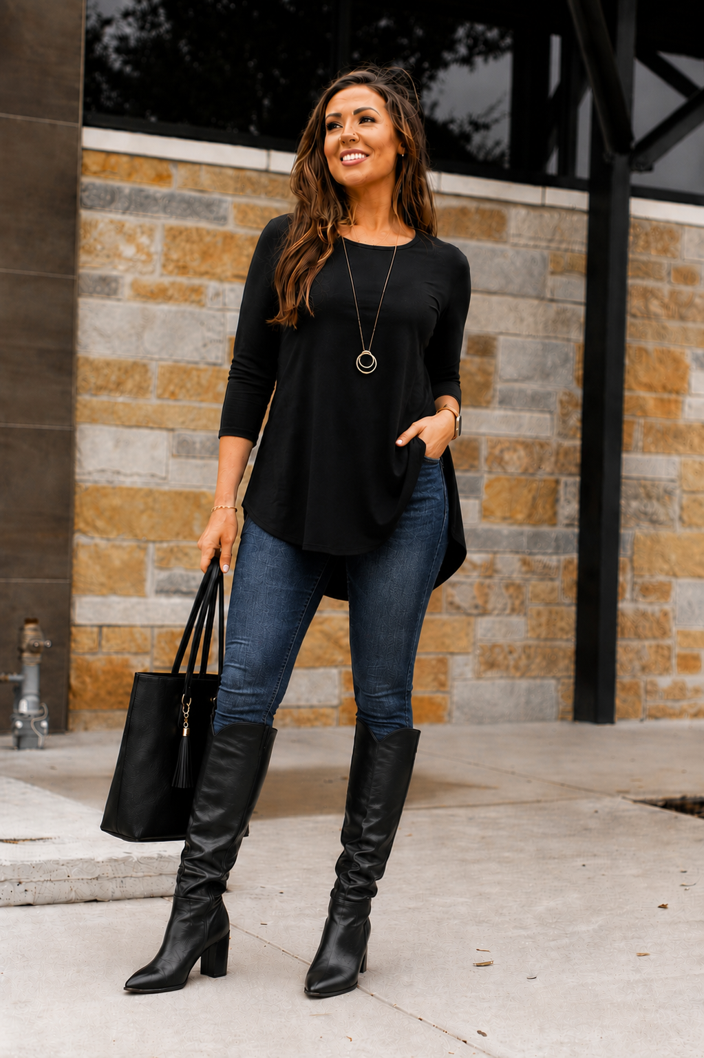 PreOrder | The Daphne - Black Tunic with 3/4 Sleeves