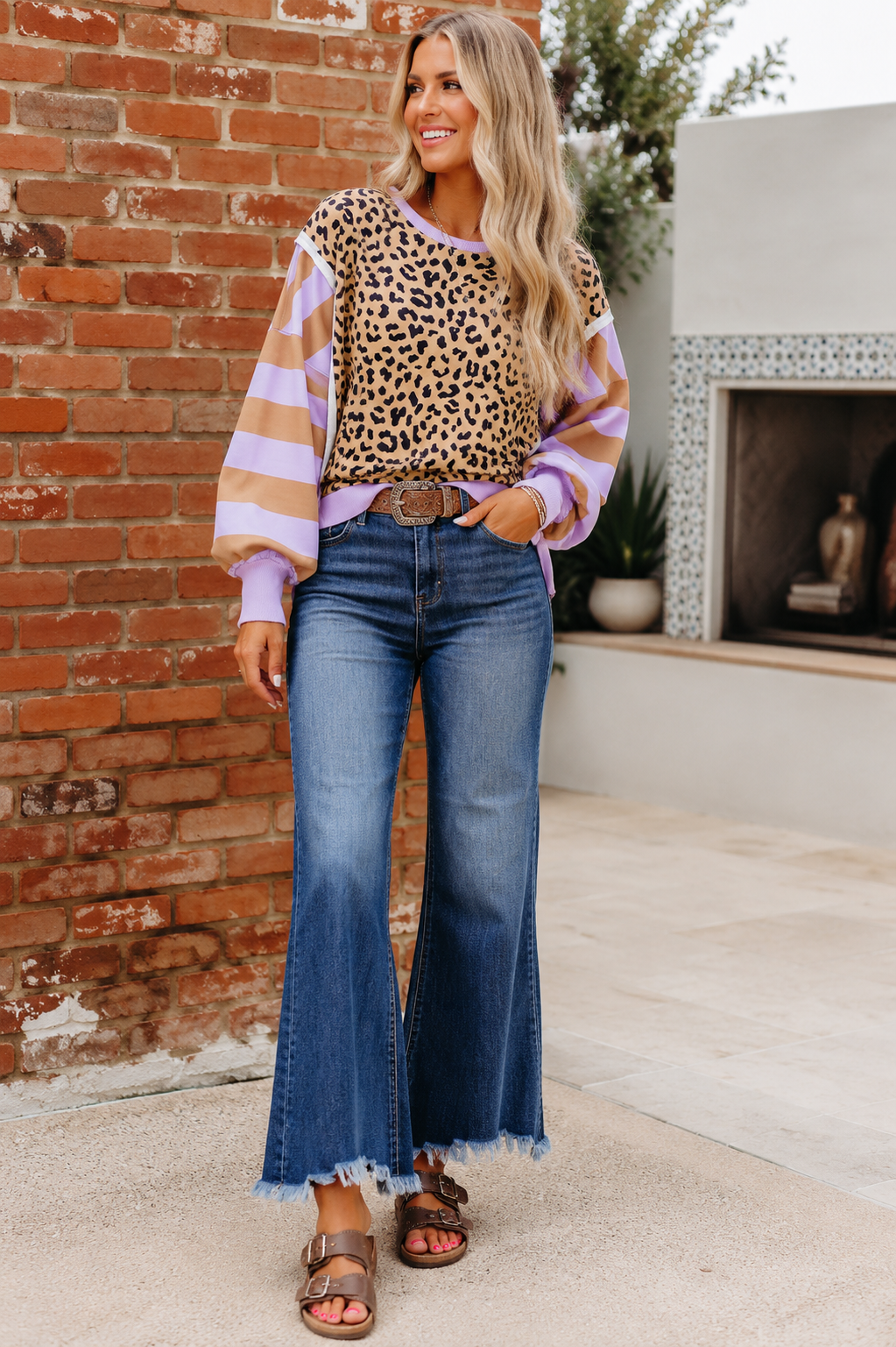 Stripe Leopard Pullover WTW
