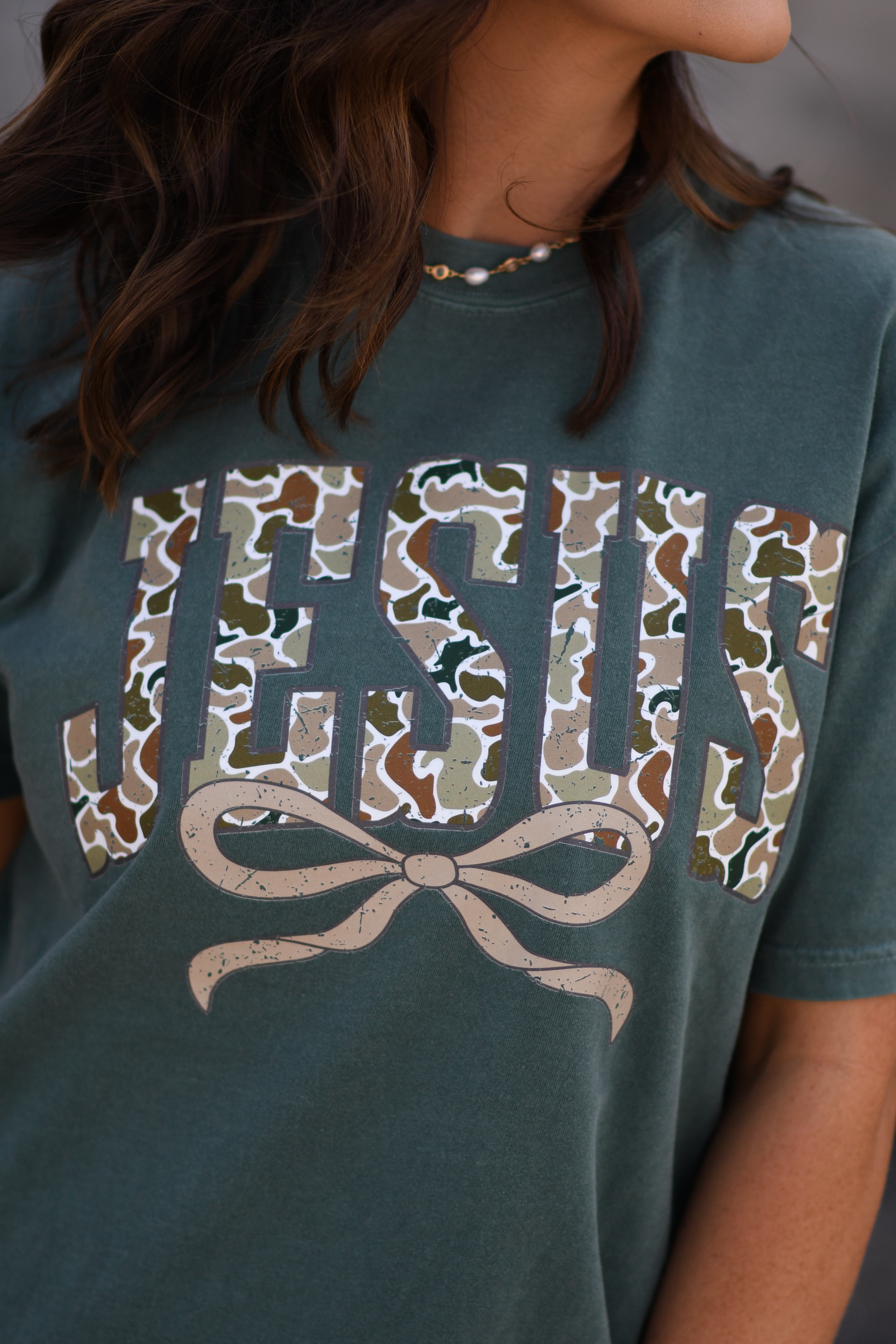 Jesus Camo Bow Tee