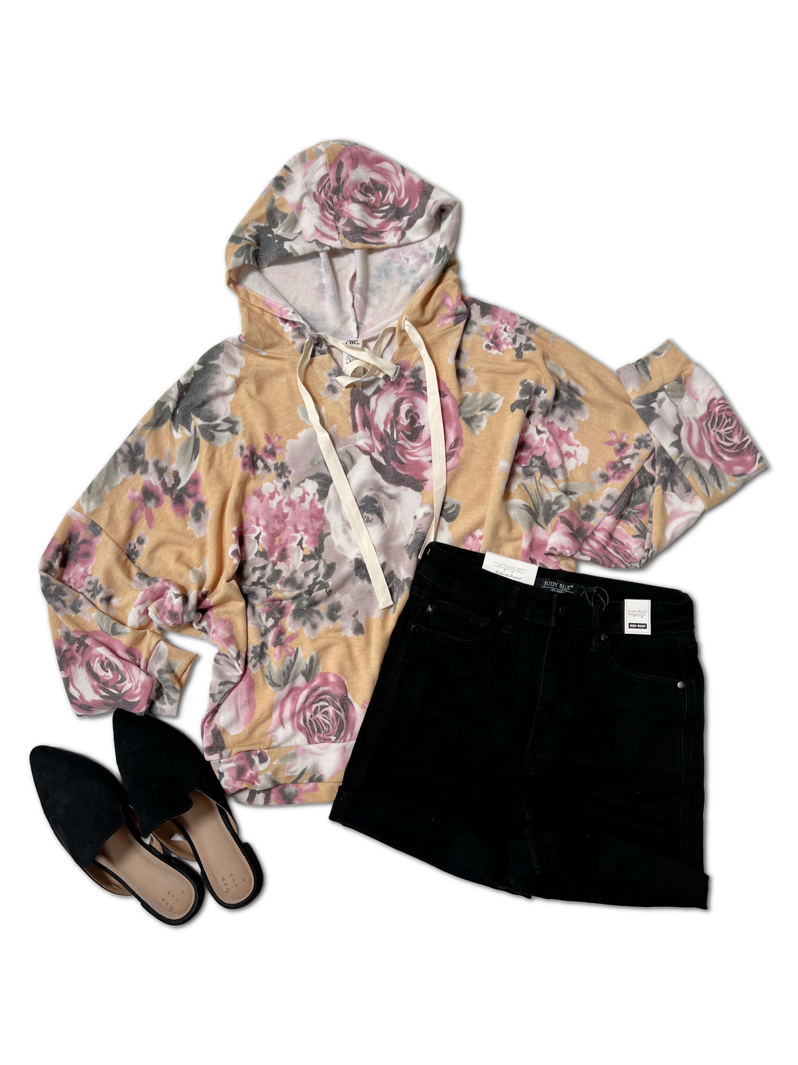 Mustard Floral Hoodie