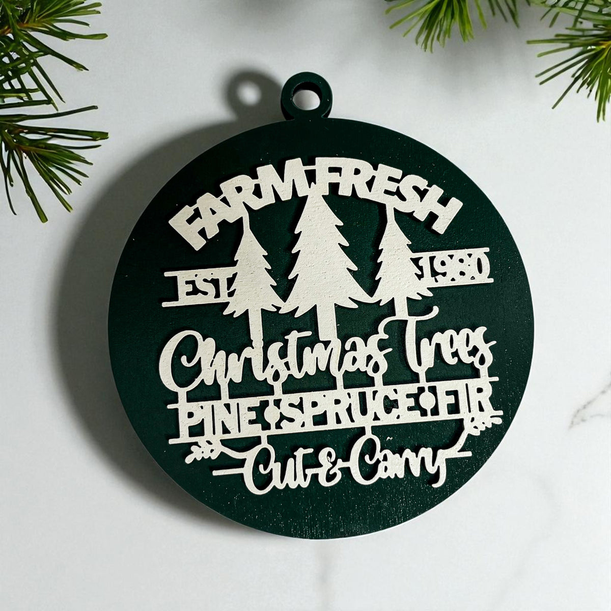 farmhouse christmas ornament set
farm fresh christmas tree decor
pine spruce fir decor
Green Christmas tree decor
green and white christmas tree decor